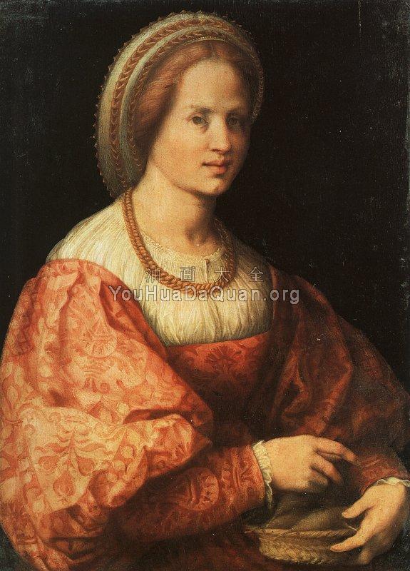 Lady with a Basket of Spindles, approx - 雅各布·达·蓬托尔莫